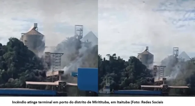 Incêndio atinge terminal portuário em Miritituba, no sudoeste do Pará