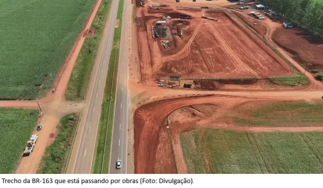 Obra de área de descanso altera tráfego na BR-163 em São Gabriel do Oeste