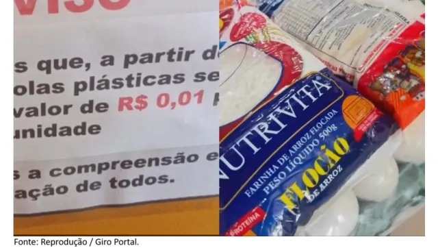 Cobrança de sacolas plásticas por R$ 0,01 em supermercado provoca reação de consumidores em Itaituba
