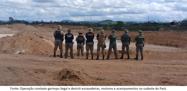 Operação combate garimpo ilegal e destrói escavadeiras, motores e acampamentos no sudeste do Pará