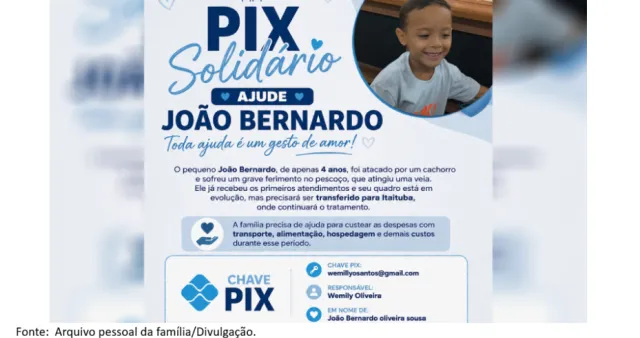 Família de criança atacada por cachorro em Novo Progresso pede ajuda para custear tratamento.