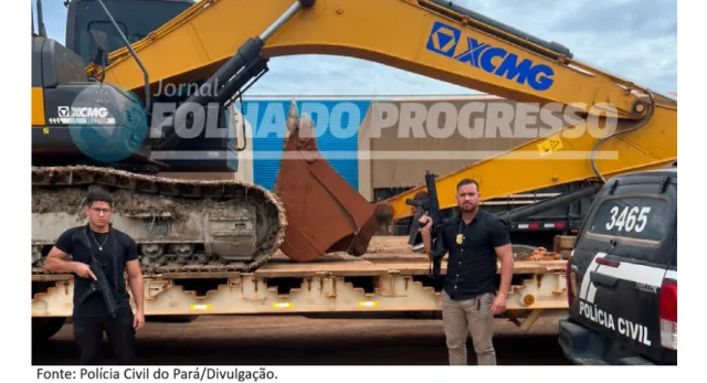 Retroescavadeira avaliada em R$ 650 mil é recuperada pela Polícia Civil em Novo Progresso.