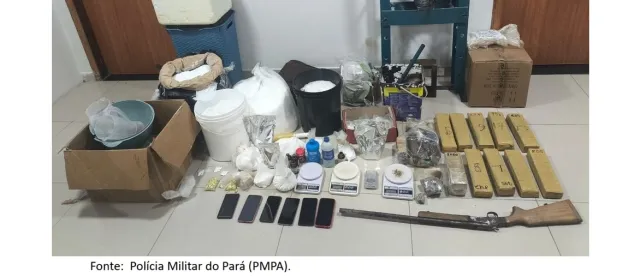 Polícia apreende mais de meia tonelada de drogas e fecha laboratório clandestino no Pará.