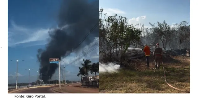 Foco de incêndio com fumaça escura é registrado próximo ao aeroporto de Itaituba.