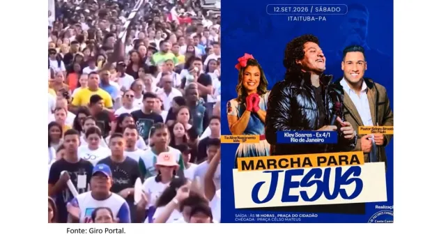 Marcha para Jesus 2026 reunirá atrações nacionais em Itaituba.