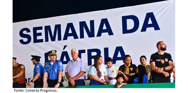 Desfile de 7 de Setembro reúne escolas, fanfarras e instituições na Avenida Brasil, em Novo Progresso.