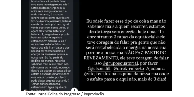 Moradores de Novo Progresso questionam revezamento de energia entre os bairros.