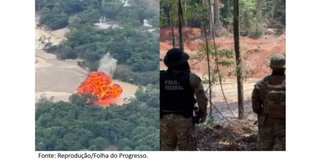 PF e PM combatem garimpo ilegal e inutilizam dragas e escavadeira na Terra Indígena Munduruku.